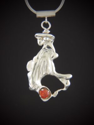 Orange Splash Sterling with Mexican Fire Opal Necklac