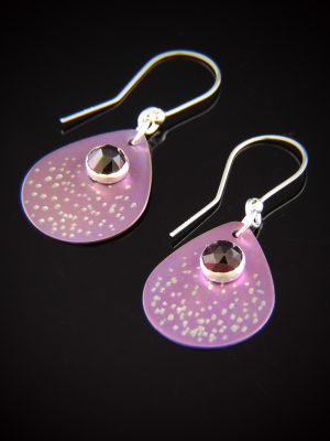 Heather blush Titanium, Garnet and sterling silver earrings