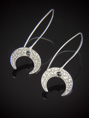 Amor de cosmos crescent moon earrings