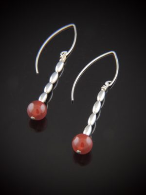 Screwdriver sterling and carnelian beaded earrings